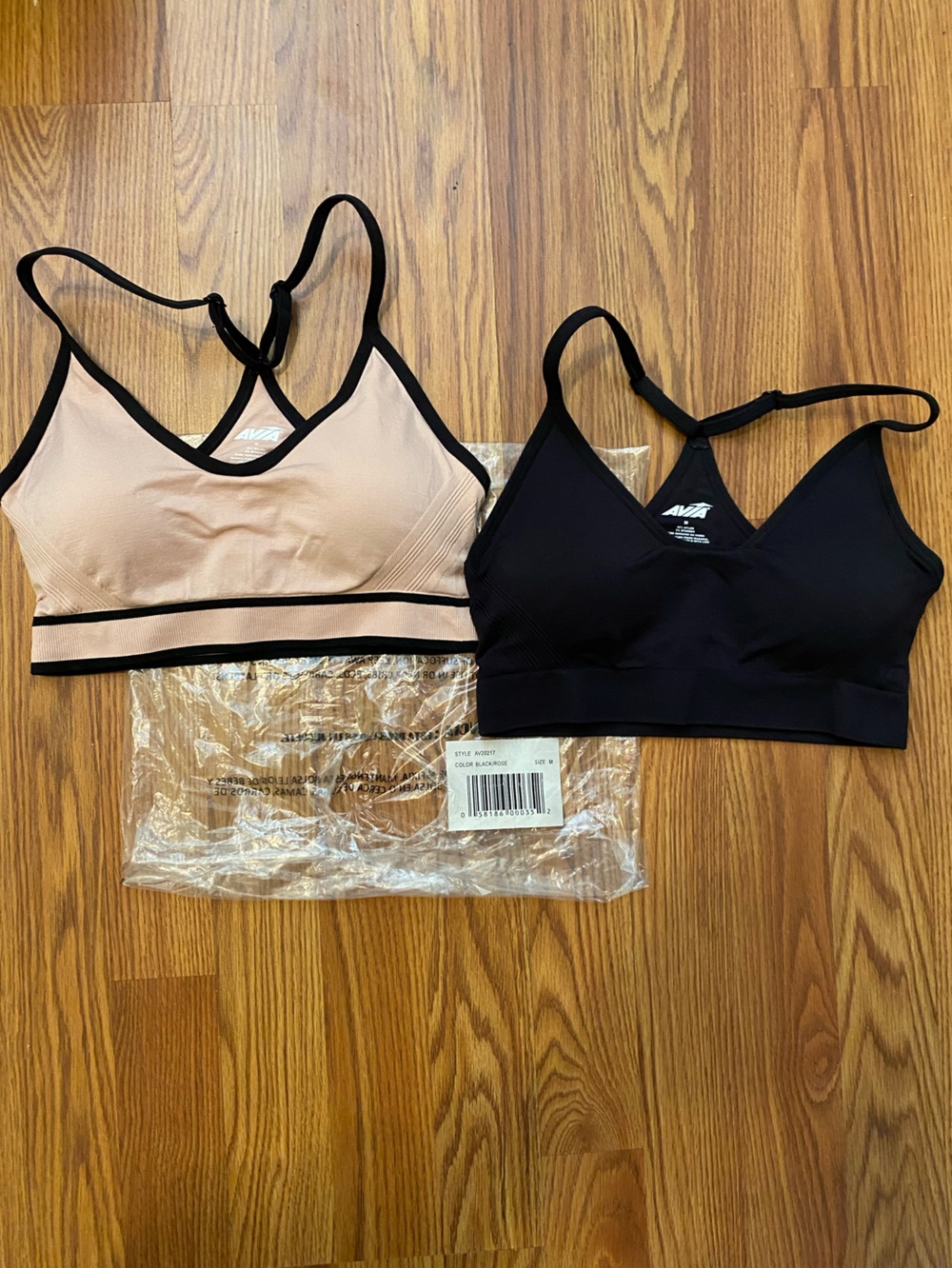 NEW | Avia Sports Bralette Duo | 1 Black 1 Rose/Light Pink | Women’s Medium